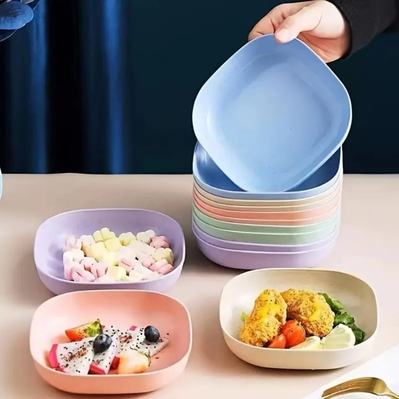 Kit Pratos Plásticos Reutilizáveis – Resistentes, Coloridos e Versáteis para Sobremesa, Lanche, Festa e Churrasco