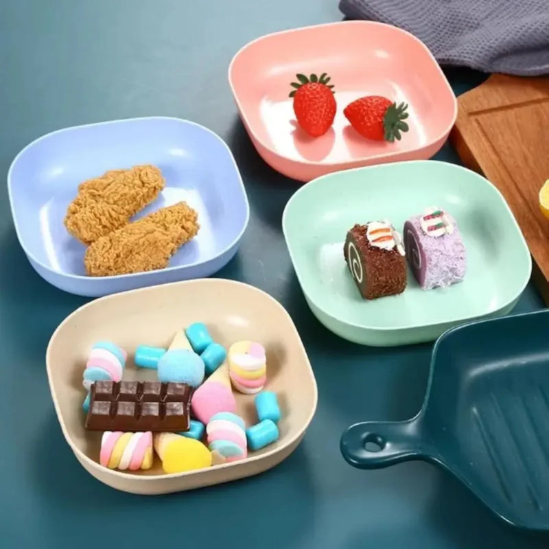 Kit Pratos Plásticos Reutilizáveis – Resistentes, Coloridos e Versáteis para Sobremesa, Lanche, Festa e Churrasco