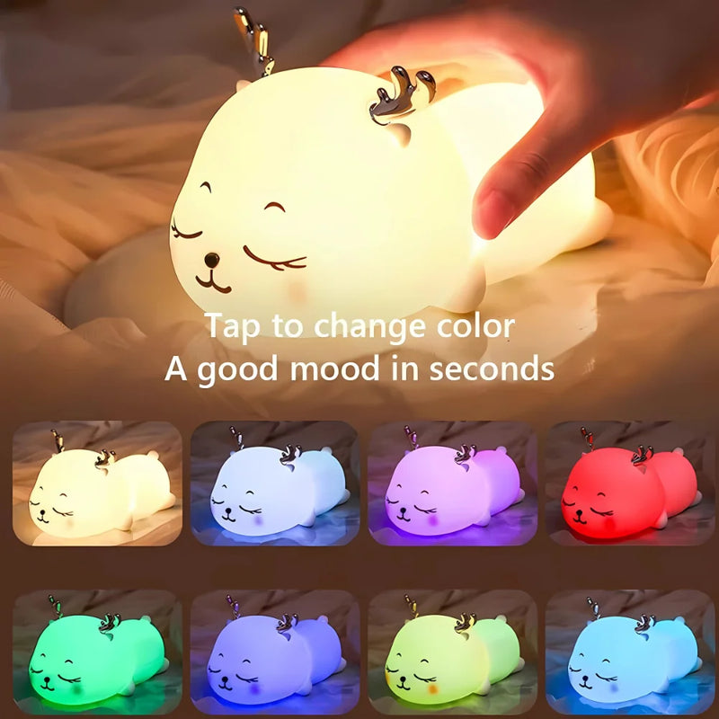 Luminária LED de Silicone Fluffy Cervo – Portátil, Recarregável e Sensor Touch