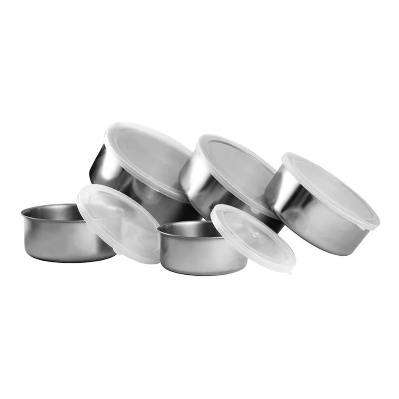 Conjunto de 5 Tigelas/Potes de Aço Inoxidável com Tampa – Praticidade, Elegância e Durabilidade em um Só Produto!