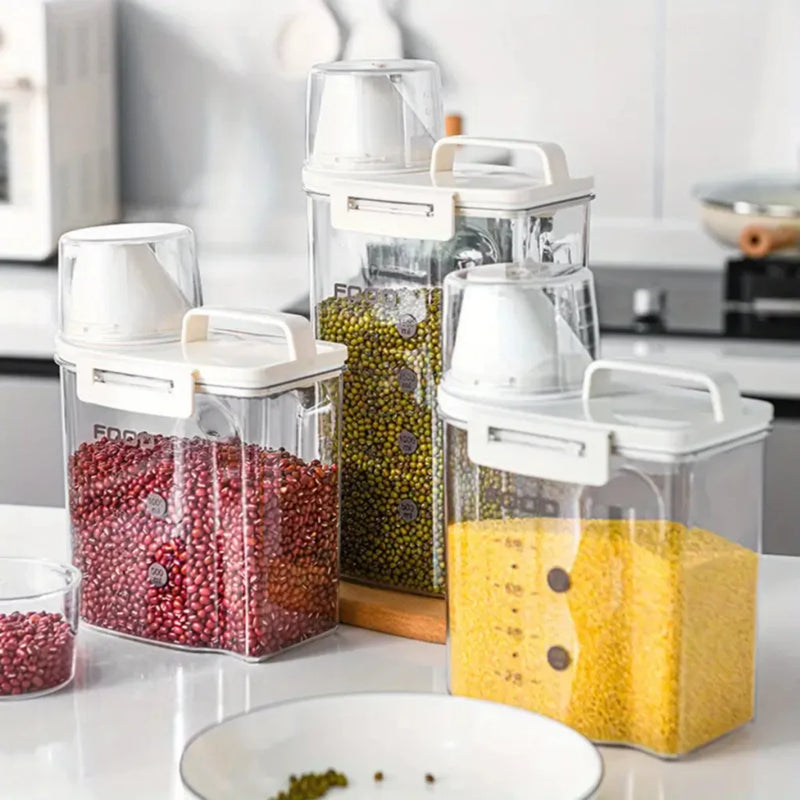 Pote Hermético com Copo Medidor e Bico Dosador – Armazenamento Prático e Multiuso para Cozinha e Lavanderia