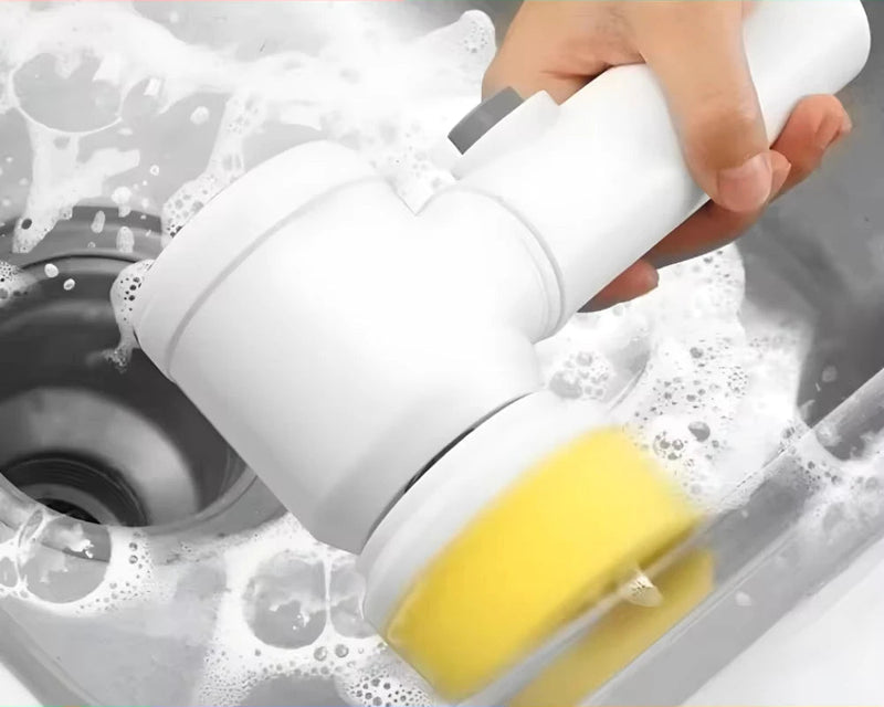 Escova Elétrica 5 em 1 Wireless – Limpeza Rápida e Prática para Toda a Casa
