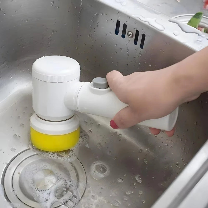 Escova Elétrica 5 em 1 Wireless – Limpeza Rápida e Prática para Toda a Casa