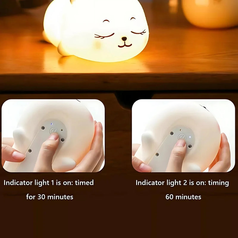Luminária LED de Silicone Fluffy Cervo – Portátil, Recarregável e Sensor Touch