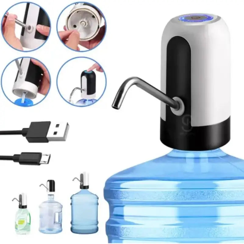 Bomba Elétrica Recarregável USB para Galão de Água – Digital, Universal e Prática
