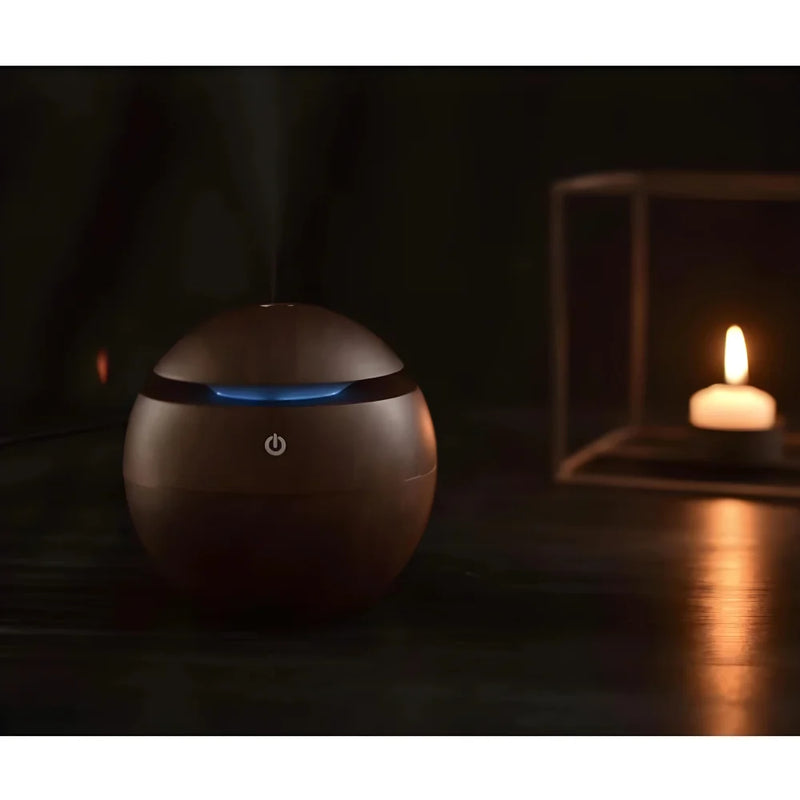 Umidificador e Difusor de Óleos Essenciais USB – Aromatizador com 7 Cores de LED