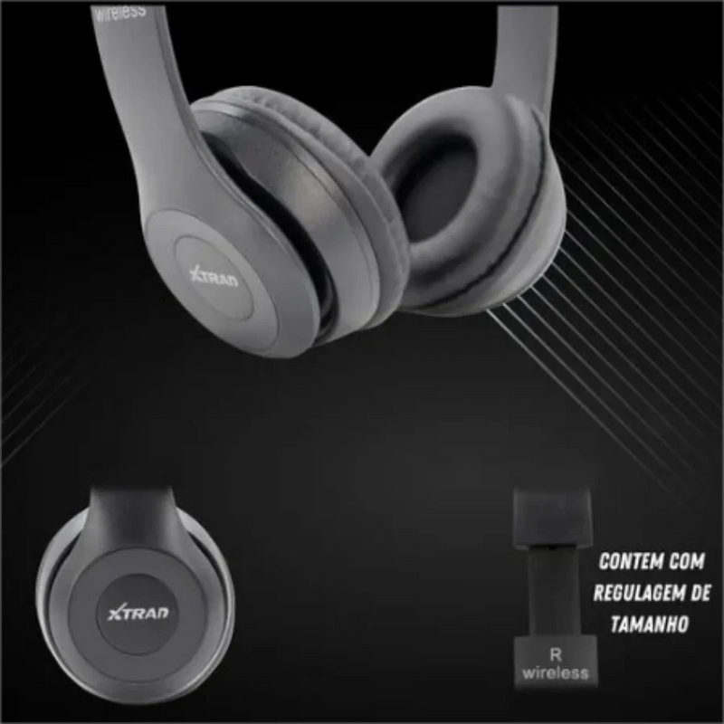 Fone de Ouvido Bluetooth XTRAD LC-815 Extra Bass – Dobrável, com Microfone, Rádio FM e Bateria de Longa Duração