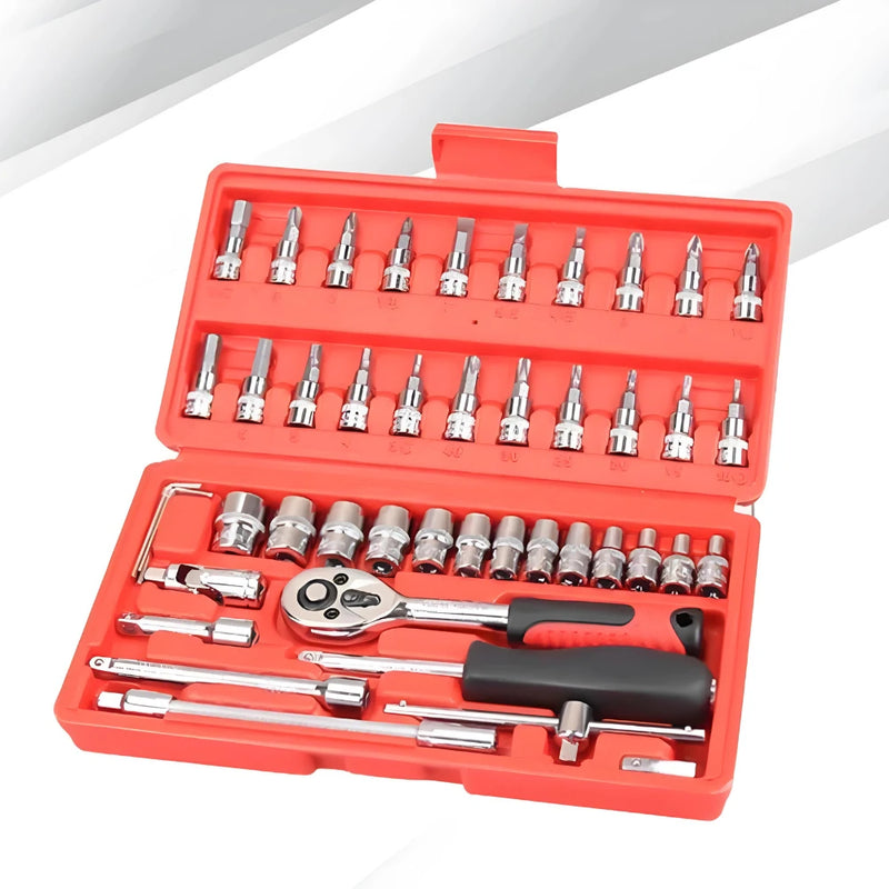Kit de Ferramentas Profissional 46 Peças – Potência Compacta Para o Seu Dia a Dia