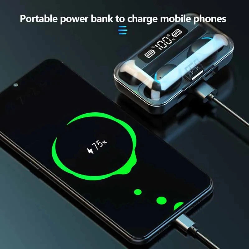 Fone TWS F9-5 com Display LED, Som Potente e Estojo Carregador de 2000mAh