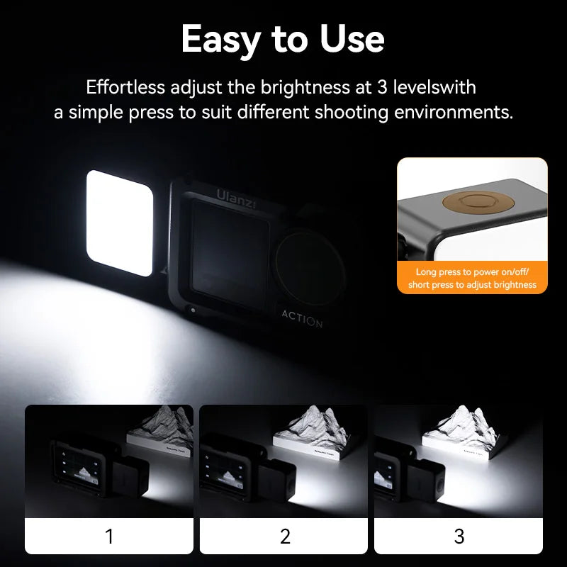 Mini Luz LED Ulanzi LM18 – Iluminação 5600K, Magnética, Resistente à Água, Perfeita para DJI Osmo Action e Pocket 3