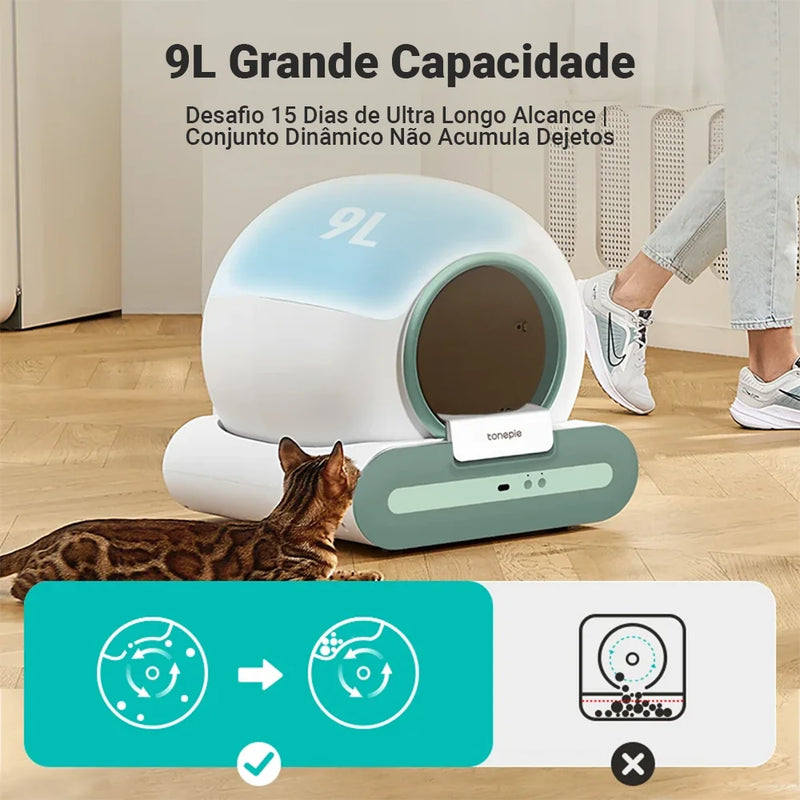 Caixa de Areia Automática Newpet 65L – Autolimpante, Silenciosa e com App para cuidar da saúde do seu gato