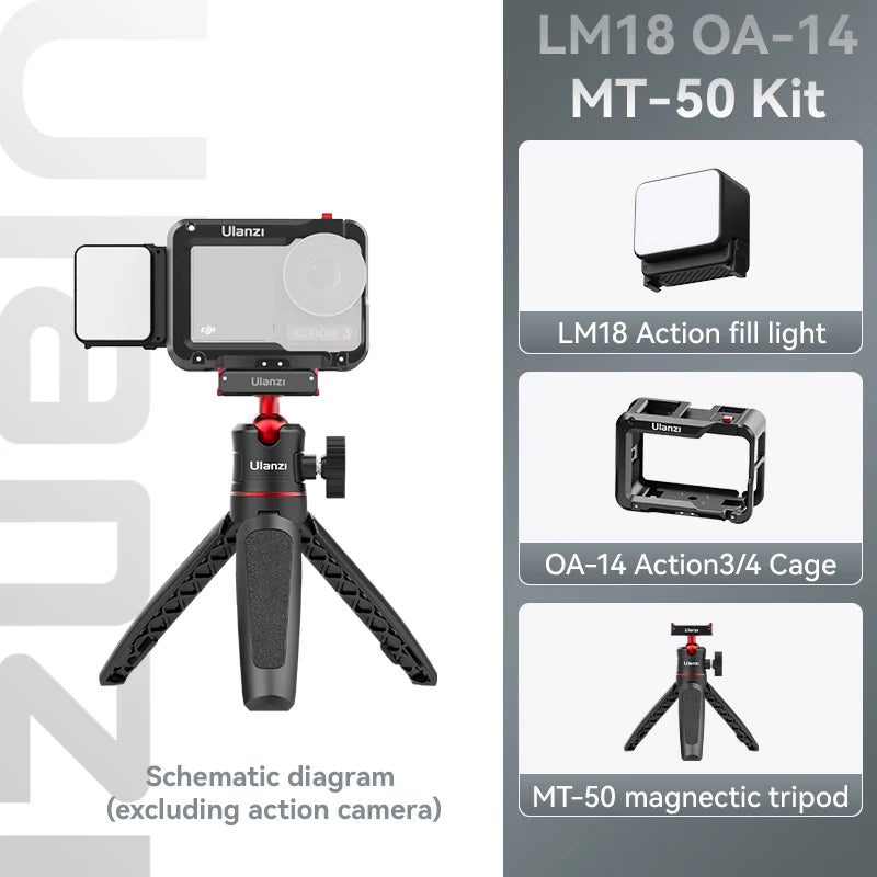 Mini Luz LED Ulanzi LM18 – Iluminação 5600K, Magnética, Resistente à Água, Perfeita para DJI Osmo Action e Pocket 3