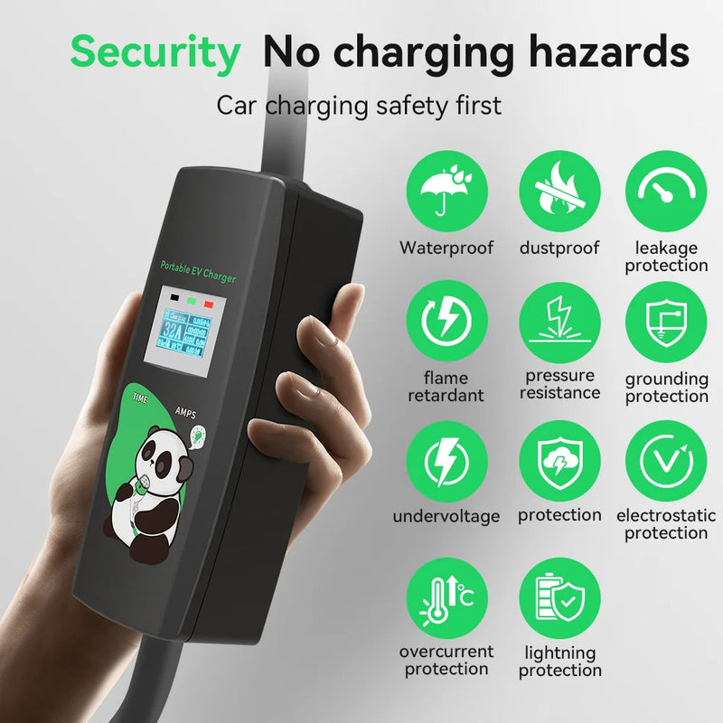 Carregador Portátil EV 7kW K.H.O.N.S | Carga Ultra Rápida, Segura e Compatível com +30 Marcas