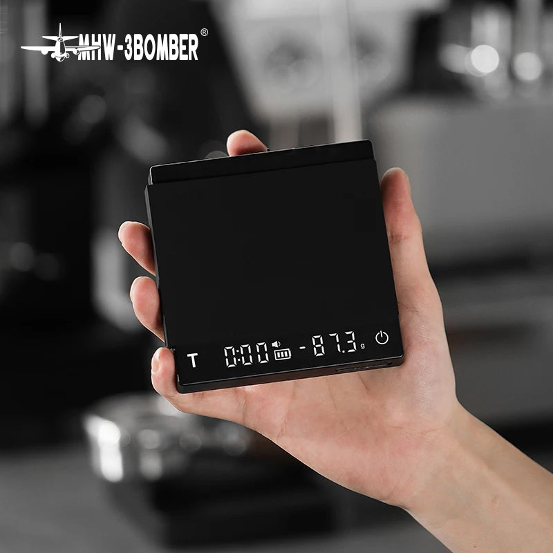 MHW-3BOMBER – Balança Digital de Café de Alta Precisão, Recarregável USB, Ideal para Baristas e Preparos Domésticos de Espresso