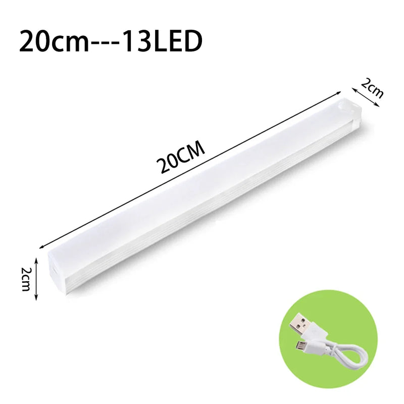Luminária LED com Sensor de Movimento – USB Recarregável, Sem Fios, 3 Cores de Luz | Ideal para Armários, Cozinha, Quarto e Corredor