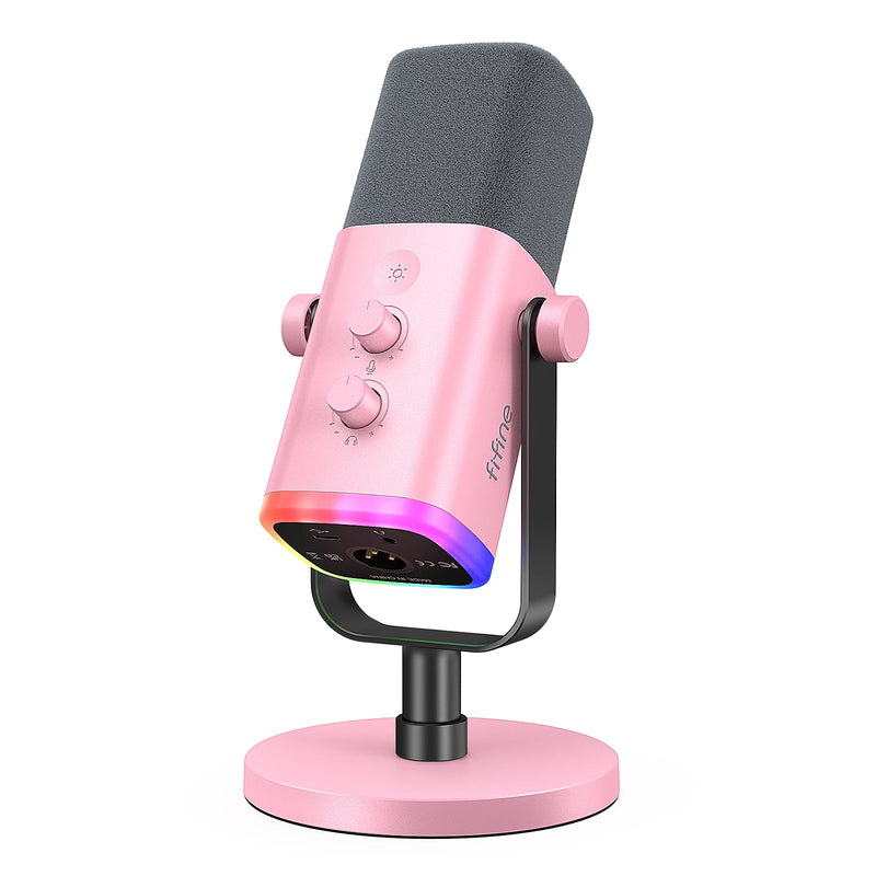 FIFINE AM8 Microfone Dinâmico USB/XLR com RGB Personalizável, Saída para Fone, Botão Mute – Ideal para Gaming, Streaming e Gravação de PC