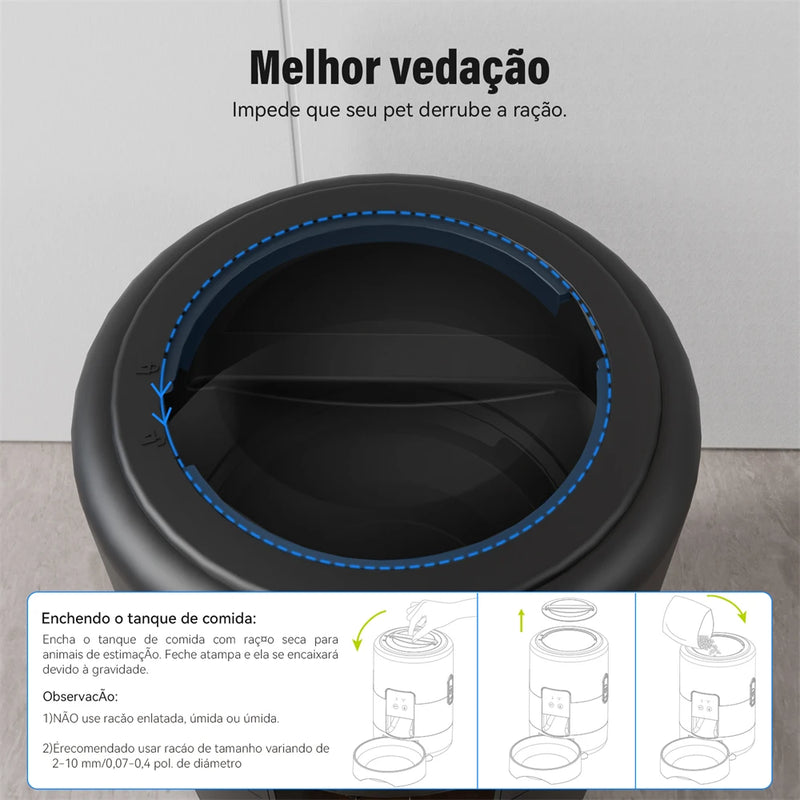 Alimentador NewPet 2L para Pets – Automático, Inteligente, Compatível com App Tuya | Ideal para Animais Pequenos e Médios