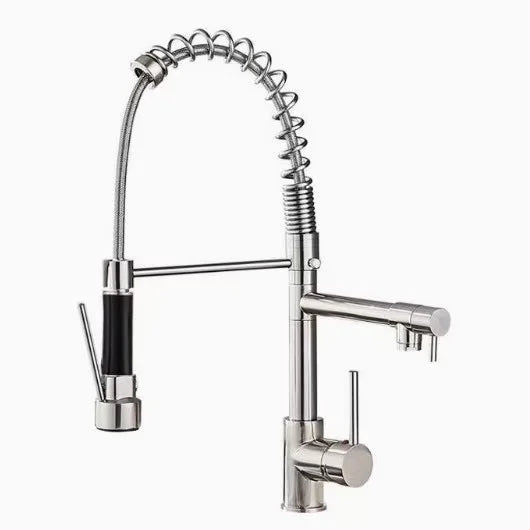 Torneira DQOK Black Brushed – Cozinha Profissional em Casa | Bica Flexível Retrátil, Água Quente & Fria, Duplo Jato, Instalação de Bancada