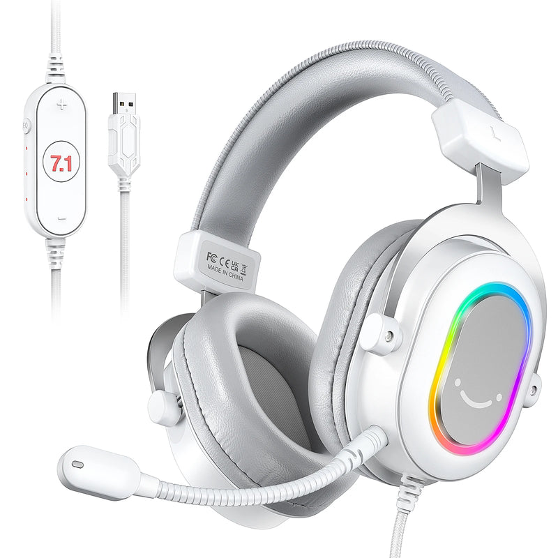 FIFINE H6 Headset Gamer USB – Som 7.1, RGB Dinâmico, Microfone com Cancelamento de Ruído, Controles no Cabo, Compatível com PC/PS5