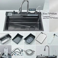 Pia de Cozinha em Aço Inox 304 – Design Waterfall, Cuba Única, Display Digital Integrado, Torneira Premium, Dispenser de Sabão e Lava-Copos