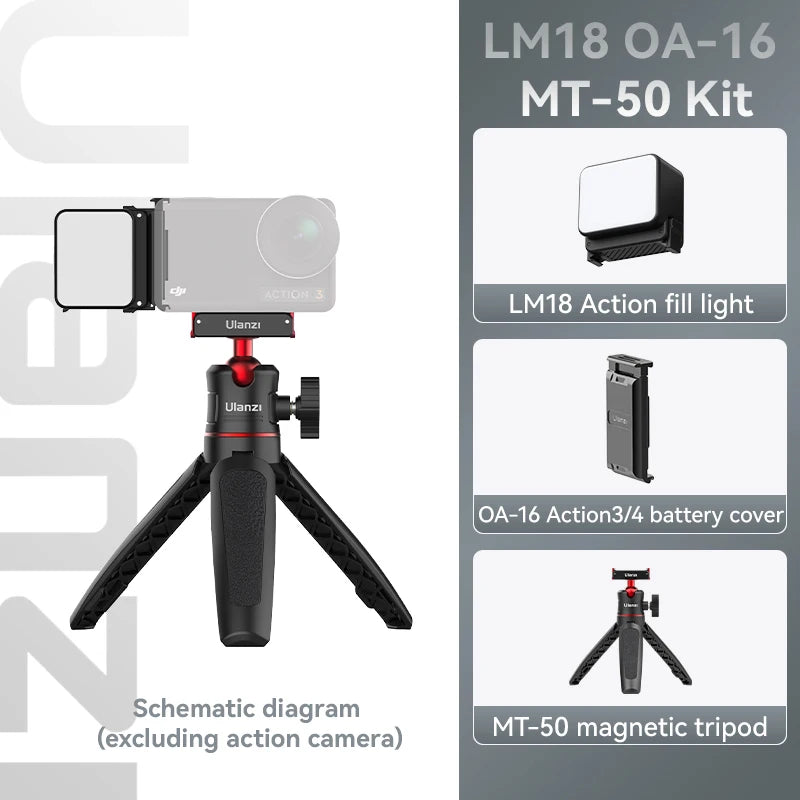 Mini Luz LED Ulanzi LM18 – Iluminação 5600K, Magnética, Resistente à Água, Perfeita para DJI Osmo Action e Pocket 3