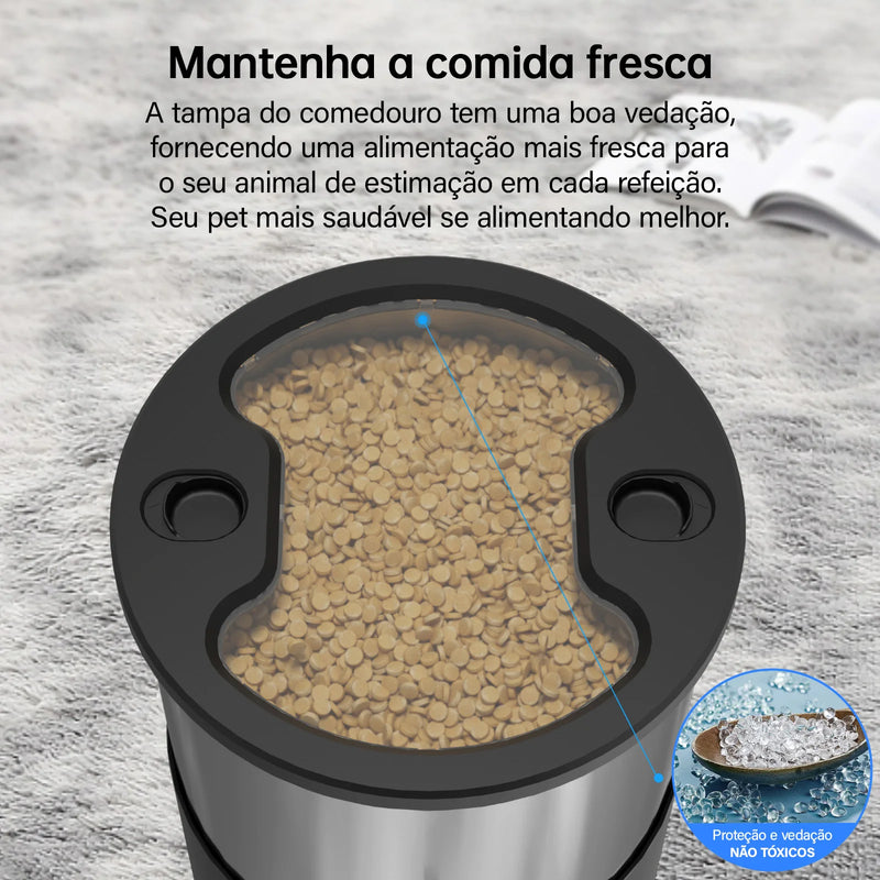 Alimentador Automático Smart Newpet 5L | Programável, Controle por APP, Tigela Inox, Ideal para Cães e Gatos