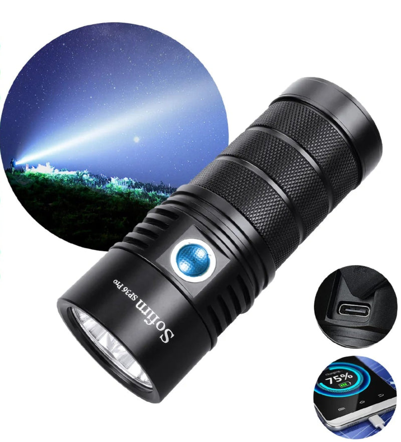 Lanterna Tática Sofirn SP36 Pro 8.000lm – LED SST40, USB-C, Baterias 18650, À Prova D’água