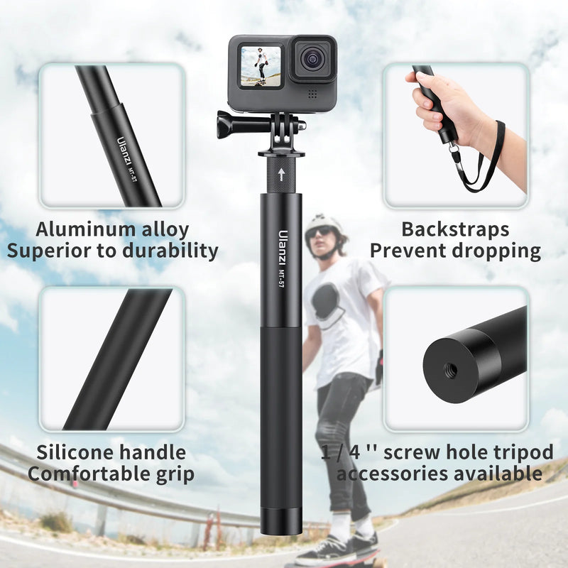 Ulanzi MT‑58 – Selfie Stick Extensível e Tripé Invisível para GoPro, Insta360 e DJI | Leve, Portátil e Versátil