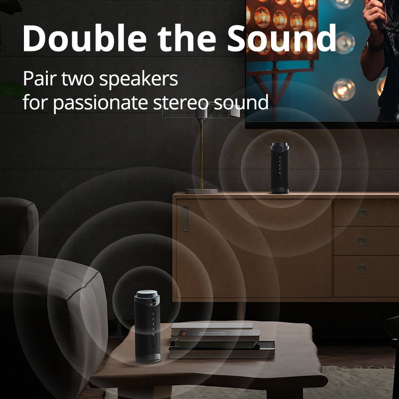 Tronsmart T7 – Alto-Falante Bluetooth Portátil com Som 360° Envolvente, LEDs Vibrantes, True Wireless Stereo e Controle via App