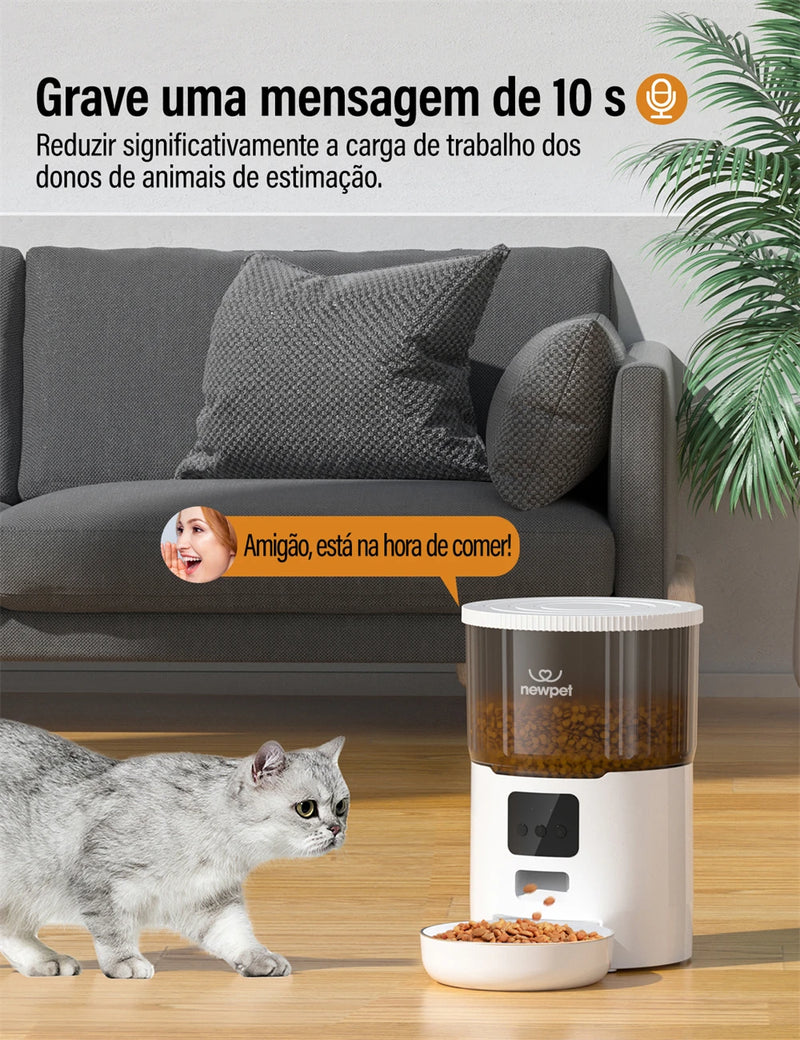 Alimentador Automático NewPet 4L – Inteligente, com Voz e Grande Capacidade