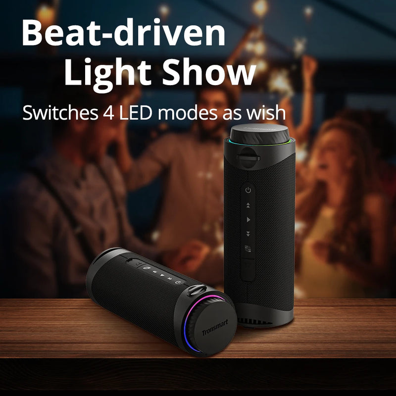 Tronsmart T7 – Alto-Falante Bluetooth Portátil com Som 360° Envolvente, LEDs Vibrantes, True Wireless Stereo e Controle via App