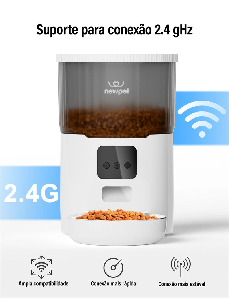 Alimentador Automático NewPet 4L – Inteligente, com Voz e Grande Capacidade
