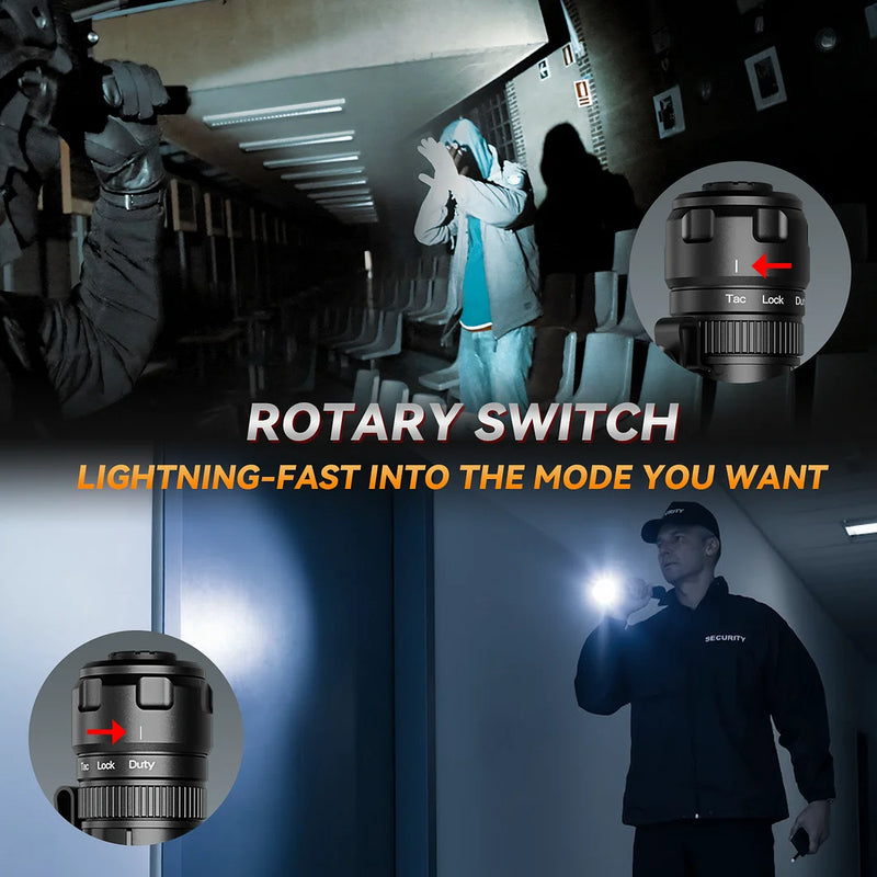 Sofirn SK1 Lanterna Tática Recarregável 1300LM | Alcance 479m | LED SFT25R | Spotlight EDC com Interruptor Traseiro e Rotativo