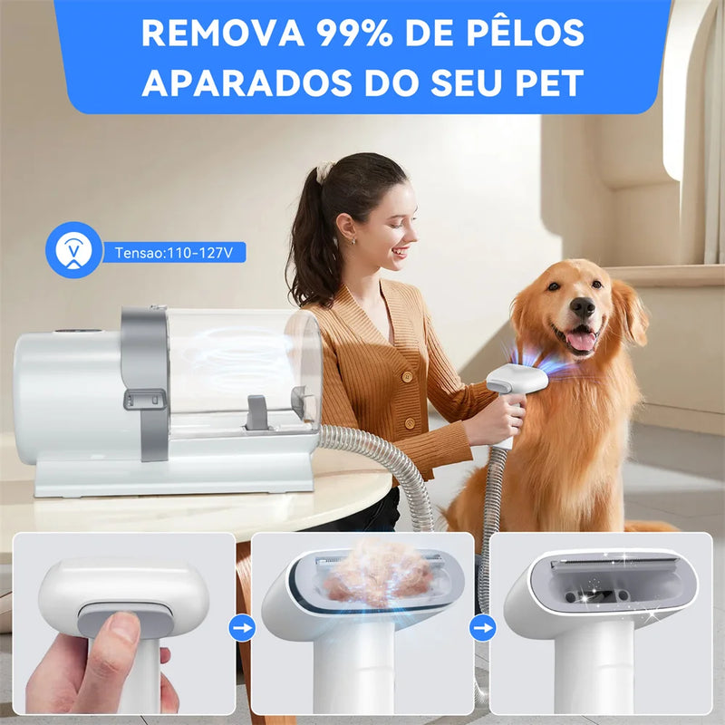 Aspirador de Pelos e Kit de Tosa NewPet 2,5L – Remoção de Pelos com Escova, Tosquiadeira e Recipiente de Grande Capacidade