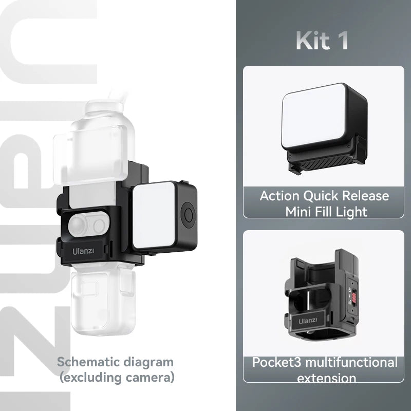 Mini Luz LED Ulanzi LM18 – Iluminação 5600K, Magnética, Resistente à Água, Perfeita para DJI Osmo Action e Pocket 3