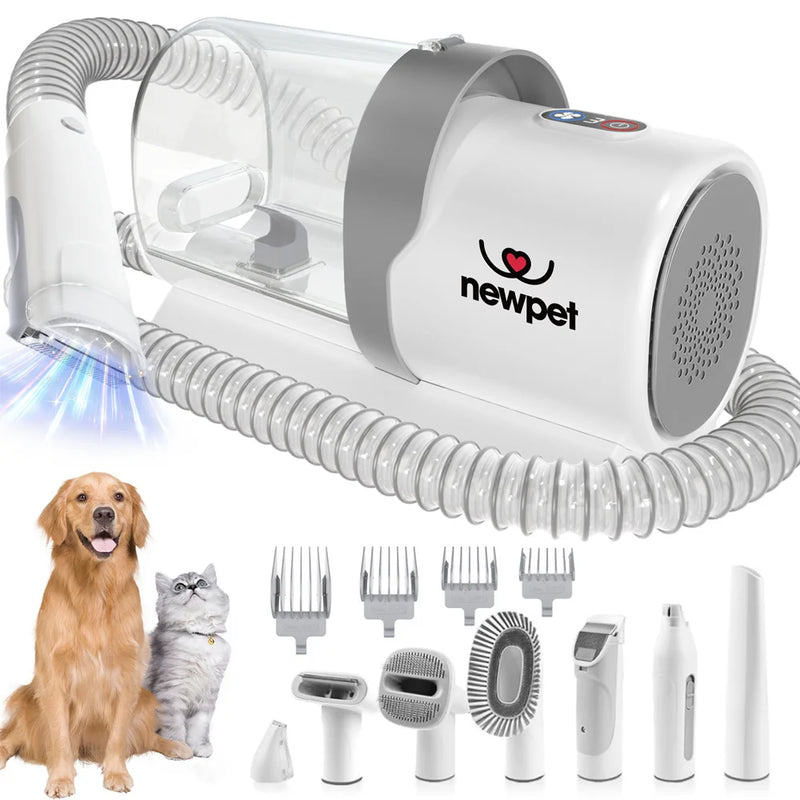 Aspirador de Pelos e Kit de Tosa NewPet 2,5L – Remoção de Pelos com Escova, Tosquiadeira e Recipiente de Grande Capacidade