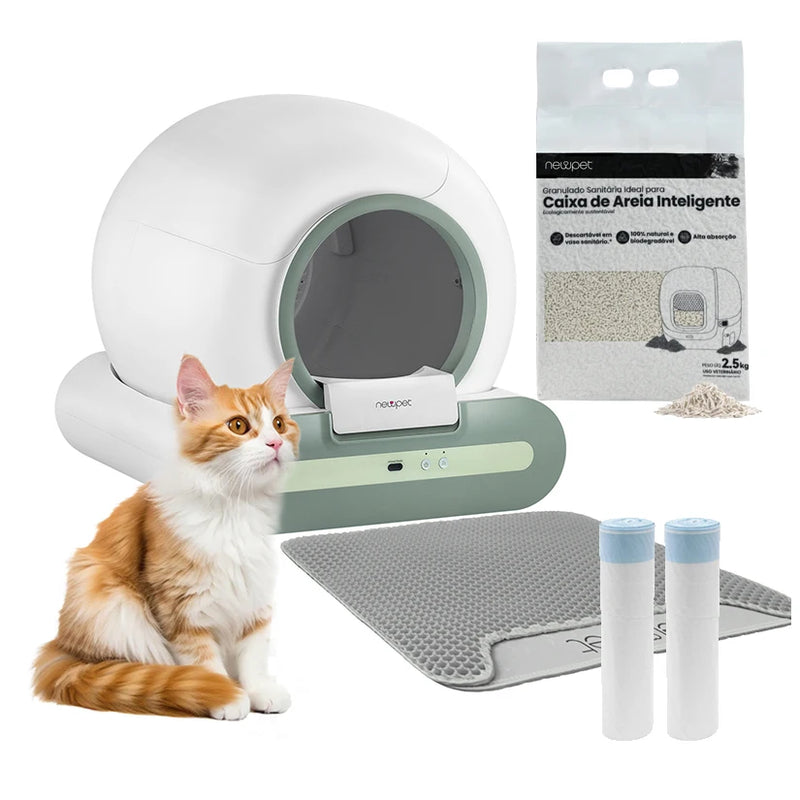 Caixa de Areia Automática Newpet 65L – Autolimpante, Silenciosa e com App para cuidar da saúde do seu gato
