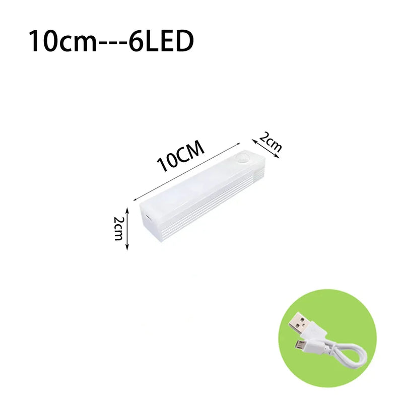 Luminária LED com Sensor de Movimento – USB Recarregável, Sem Fios, 3 Cores de Luz | Ideal para Armários, Cozinha, Quarto e Corredor