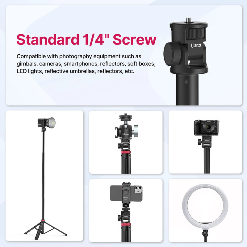 Ulanzi MT-79 Tripé Profissional Portátil – Até 2m de Altura, Alumínio de Alta Resistência, Super Leve, Ideal p/ Celular, DSLR, GoPro e Luz de Estúdio