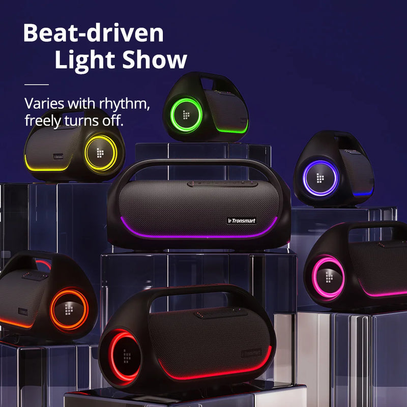 Tronsmart Bang 60W – Som Explosivo, Graves Profundos, Bateria de Longa Duração e LED Sincronizado – Leve a Festa Para Onde Quiser!