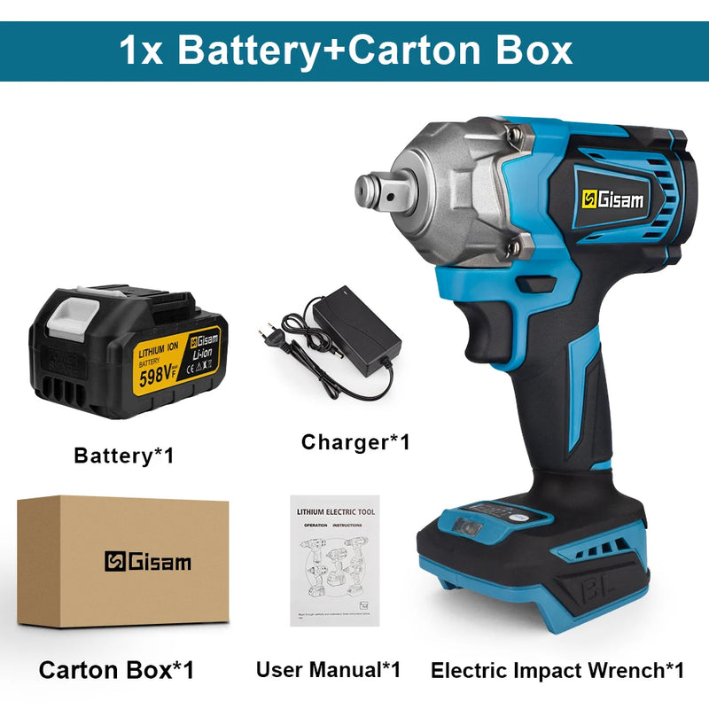 Chave de Impacto Elétrica 18V 1200N·m – Motor Brushless, Super Torque, Compatível Makita Série B