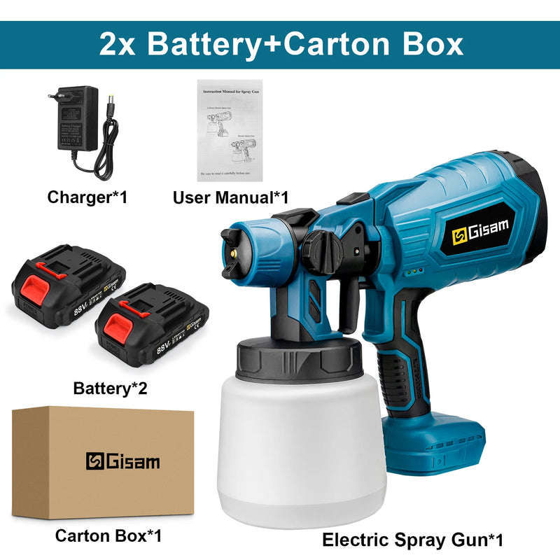 Pistola de Pintura Sem Fio 1000ml – Acabamento Profissional HVLP, Para Móveis, Carros e Revestimentos Metálicos – Compatível Makita 18V