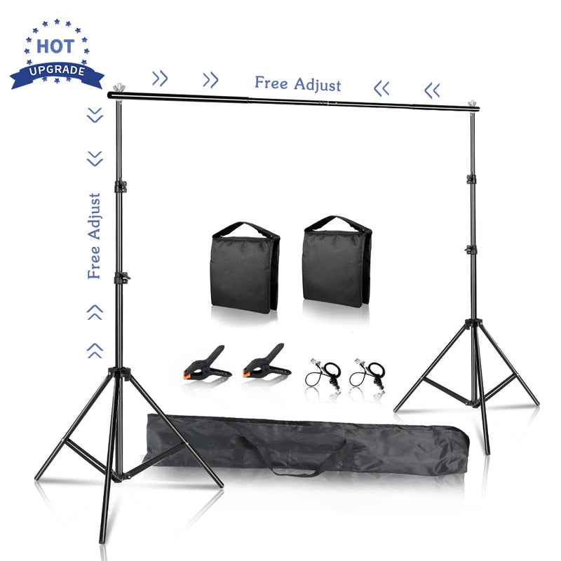 Estúdio Profissional Onde Quiser – SH-XBJJ Adjustable Background Stand 2x2 / 2x3 / 2.6x3m | Green Screen & Chroma Key Fácil de Montar”