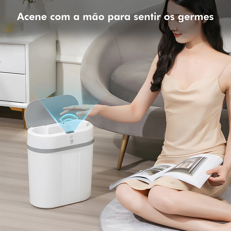 COIBEU 12L – Lixeira Inteligente com Sensor Automático, Tampa Soft-Open e Design Moderno – Cinza, Perfeita para Banheiros e Escritórios