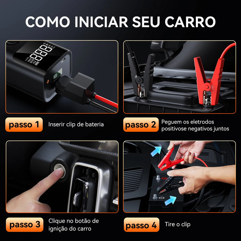 BUVAYE Power Max 2500A – Liga Seu Carro em Segundos e Salva Qualquer Emergência!