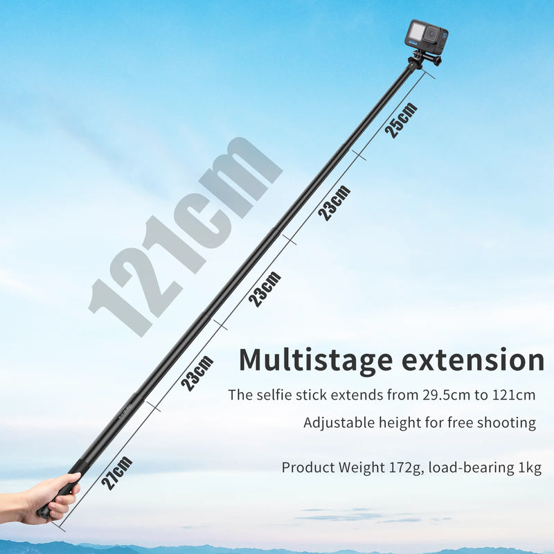 Ulanzi MT‑58 – Selfie Stick Extensível e Tripé Invisível para GoPro, Insta360 e DJI | Leve, Portátil e Versátil