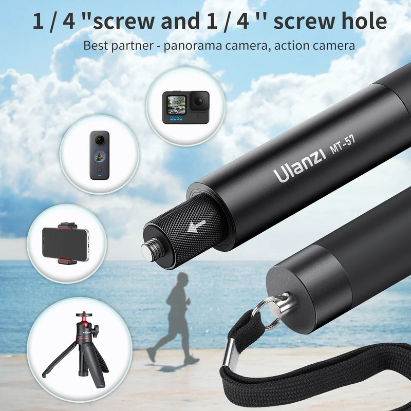 Ulanzi MT‑58 – Selfie Stick Extensível e Tripé Invisível para GoPro, Insta360 e DJI | Leve, Portátil e Versátil
