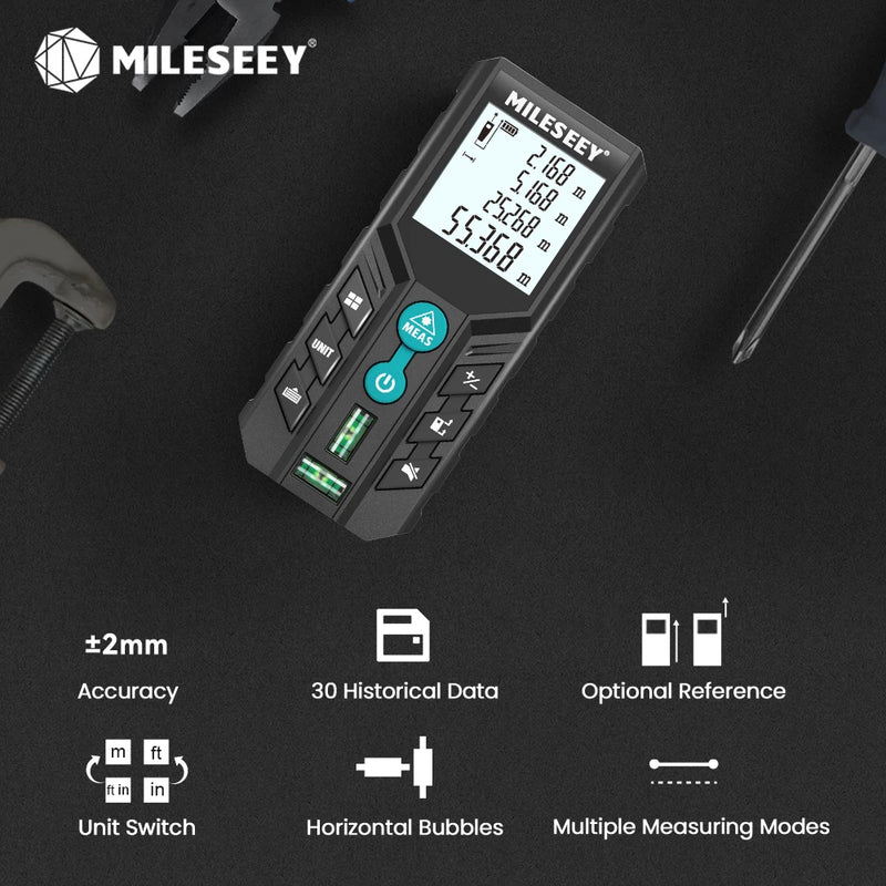 "Mileseey X5 S6 – Medidor de Distância a Laser Profissional | Trena Digital Precisa, Alcance de Longa Distância, Display LCD e Medições Inteligentes"