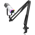 FIFINE AM8T – Microfone Dinâmico USB/XLR com Boom Arm, RGB e Controles de Áudio para PC, PS4/5 e Streaming