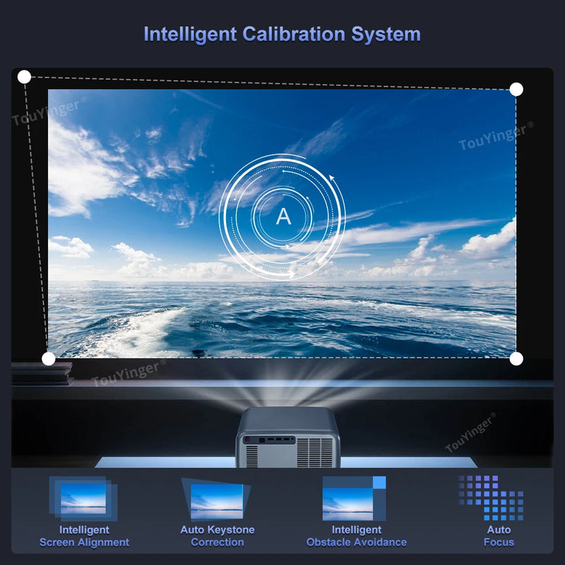 Projetor Smart TouYinger Q12W PRO – 2800 ANSI Lumens | Full HD 4K | Wi-Fi Dual Screen + Bluetooth